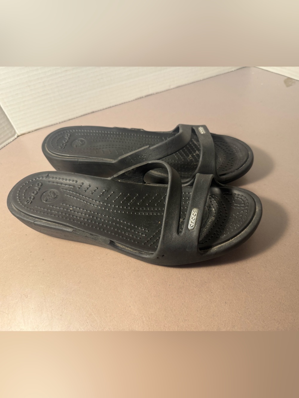 CROCS Black Slide Sandals with Strap Detail